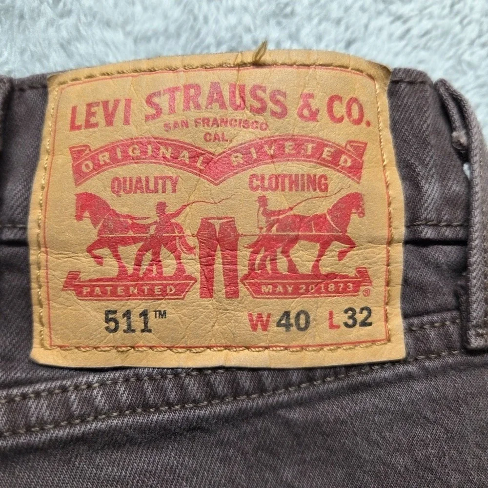 Levis‎ 511 Jeans Mens 40X32 Brown Slim Straight Mid Rise Denim
